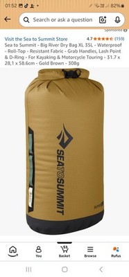 Sea to Summit Big River Dry Bag wasserdichter Rolltop, widerstandsfähiger Stoff, Griffe,