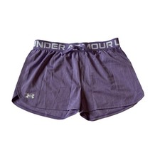 Under Armour Girls YLG Purple Athletic Gym Shorts Logo Drawstring Elastic Waist
