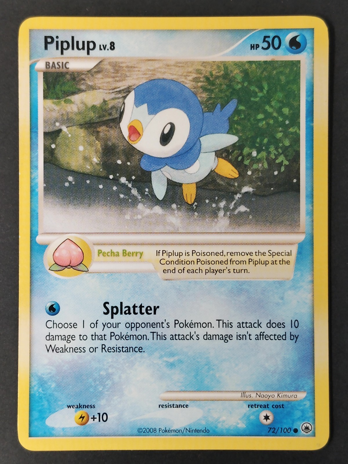 Piplup 72/100 Majestic Dawn Regular, Pokemon 2008 •NM/LP
