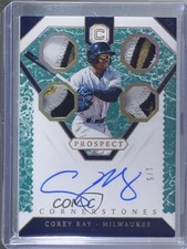 2019 Panini Chronicles Prospect Cornerstones Marble 1/5 Corey Ray Auto 0a6