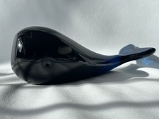 Cobalt Blue, Wedgwood England, Large Solid Glass Whale Paperweight