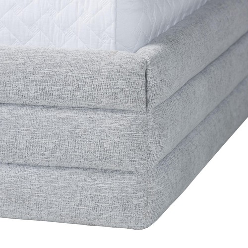 Baxton Studio Cadmus Gray Channel-Tufted Fabric King Size 4-Piece Bedroom Set - Picture 9 of 13