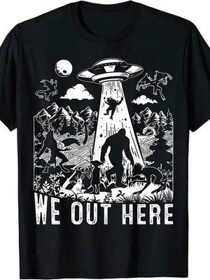 Men'S Retro Cryptid T-Shirt - Bigfoot And Local Legend Cryptid Patterned Shirt