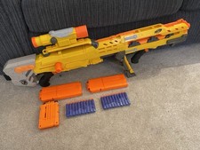 Nerf N-Strike Longshot CS-6 Yellow Sniper Blaster With Scope Ammo & 3x Magazines