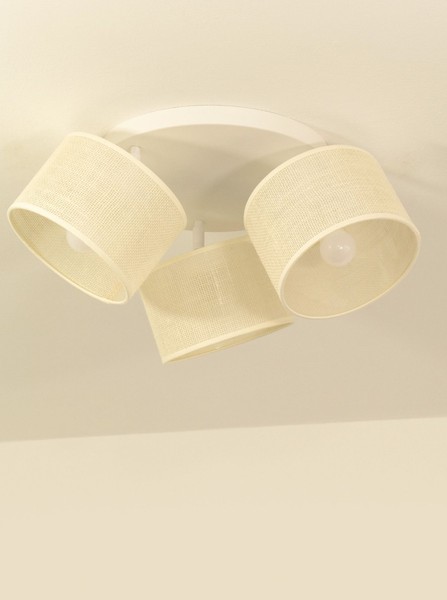 Deckenspot Stoff Weiß Creme Flexibel E27 L:45 Cm Deckenstrahler Schlafzimmer-image
