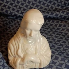 Ceramic Virgin Mary Bust Statue White Christian Religious Figurine Home Decor
