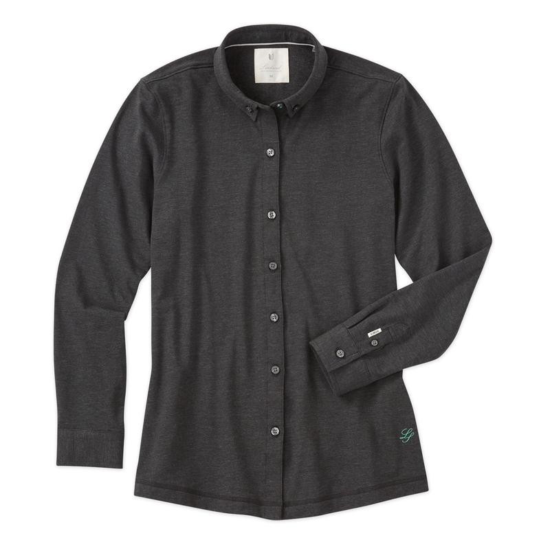 Linksoul Womens Dry-Tech Button Down Long Sleeve Shirt Black Heather Size Small