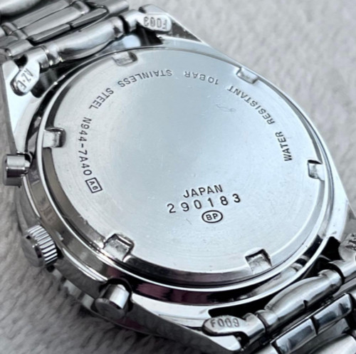 SEIKO ALBA Carib Chronograph Men Watch N944-7A40 Black Dial Working Rare JP image 5