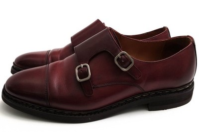 Berwick Men's Leather Business Shoes Double Monk Vibram Sole UK6.5 Red Brown