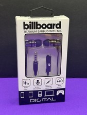 Billboard Titanium Earbuds With Mic, Model bb611, Black, New In Box