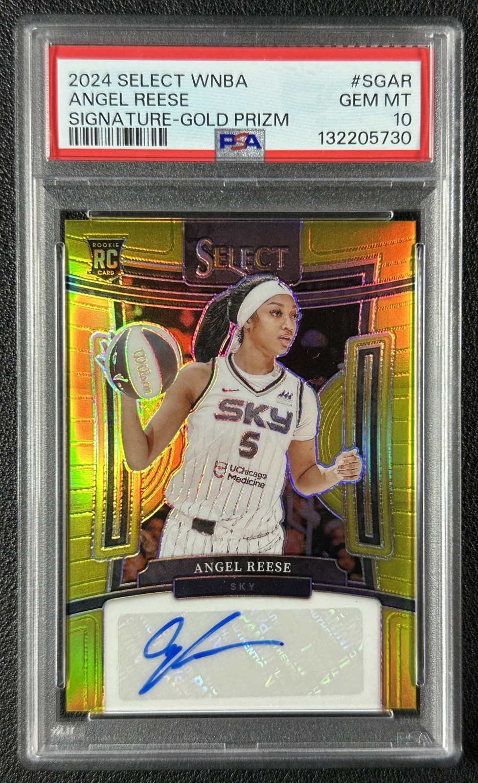 ANGEL REESE PSA 10 2024 PANINI SELECT WNBA #SG-AR ROOKIE AUTO GOLD PRIZM RC 3/10 view 1