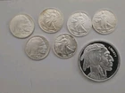 Lot Of 7 .999 Silver (1) Half Oz Buffalo  (6) 1/10 Oz Mixed Mints  1.10 Oz Total