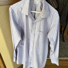 Brooks Brothers Regent 1818 Dress Shirt Mens 17 4/5 Purple Plaid Non Iron Cotton