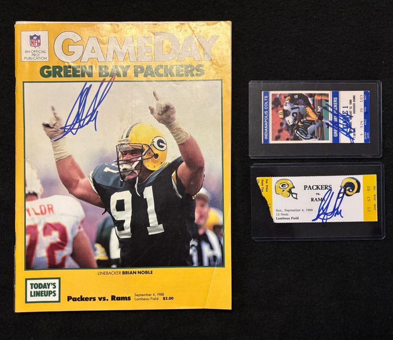 Sterling Sharpe Signed 1988 NFL Debut Lot (3) Ticket Stub Program Packers JSA