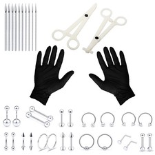 Vsnnsns 316L Surgical Steel Body Jewelry Piercing Kit with 10mm, Silver