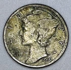 1916-S Mercury Dime VF Very Fine San Francisco Mint 90% Silver .900