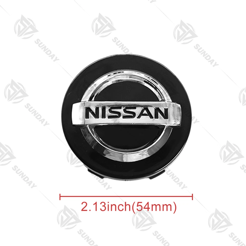 Set of 4 Black with chrome Wheel Center Cap 54mm For Altima Maxima Murano Car Foto 3 de 4