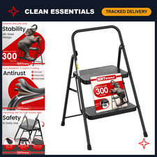 2 Step Ladder Stool, Wide Anti-Slip Pedal, Lightweight Folding Design, Home Use