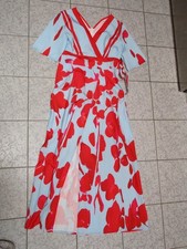 Women's Maxi Dress Bold Floral Print Long Front Slit Pockets Self Tie