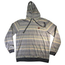O'Neill Men's Hoodie Bavaro Stripe Pullover Baja Dye French Terry Pastel Gray L