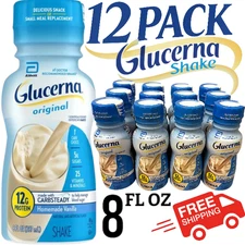 Glucerna Diabetic Nutritional Shake Vanilla 12G Protein Original 12 PACK 8OZ 26+