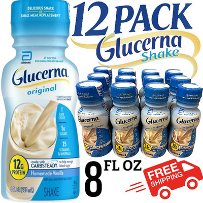 Glucerna Diabetic Nutritional Shake Vanilla 12G Protein Original 12 PACK 8 OZ EA