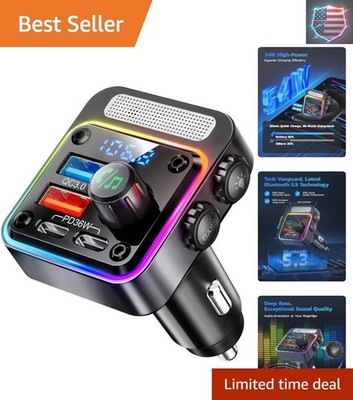 54W Bluetooth 5.3 Car Adapter Charger 4-Port Fast Charging [PD36W & QC3.0 18W...