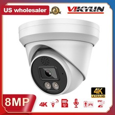 Vikylin 4K 8MP Security IP Camera POE Home Outdoor IR30 Speaker MIC Turret CCTV