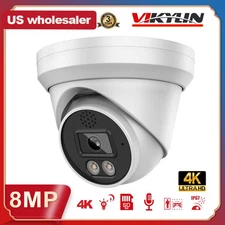 Vikylin 4K 8MP Security IP Camera POE Home Outdoor IR30 Speaker+MIC Turret CCTV