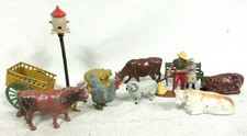 Antique Lead Toys Barnyard Themed Farmer Animals by J Hill Britains  More E-3 