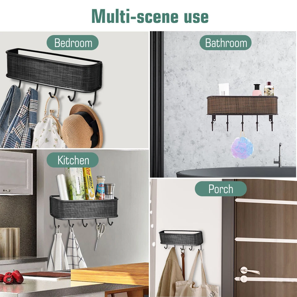 Soporte para llaves de montaje en pared organizador clasificador de correo con 5 ganchos decoración del hogar Foto 2 de 4