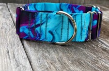 2 inch wide Martingale Dog Collar - Slip on Purple and Teal Collar Made in USA