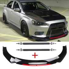 For Mitsubishi Lancer Car Blackred Front Bumper Splitter Spoiler Strut For Mitsubishi Lancer Car Blackred Front Bumper Splitter Spoiler Strut