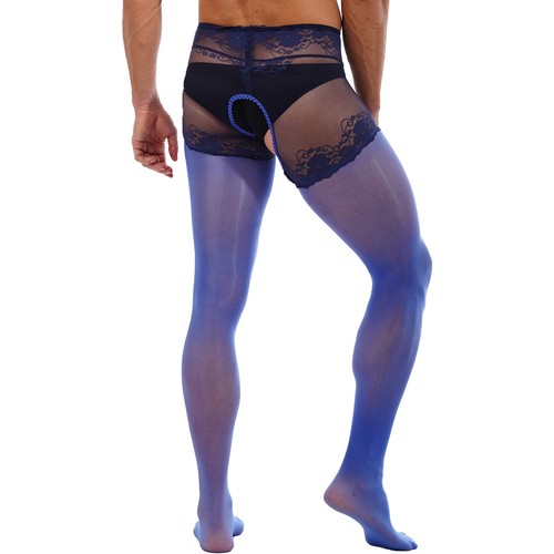 Herren Strümpfe glänzend transparent Strumpfhose ultradünn durchsichtig Overknee Socken - Bild 141 von 161