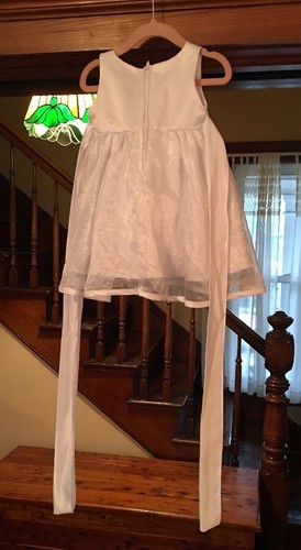 Flower Girl Dress Satin and Organza with Bow Accent for Little Girls 12 Months - Picture 12 of 12