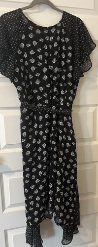 Lane Bryant Womens Black Floral Waist Belted A-Line Dress Plus Size 18 - Picture 2 of 3