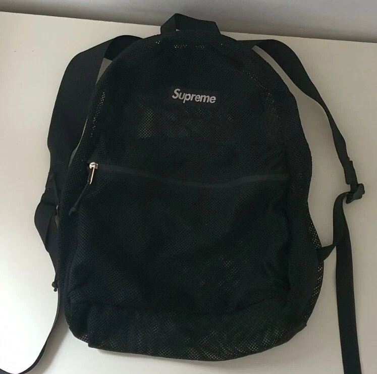 SS16 Supreme black mesh backpack box logo Bag