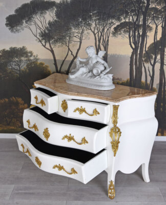 Commode Sophie 3 Tiroirs Blanc d'Ivoire Deco Campagne Chic