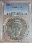 1924-S PCGS AU50 Peace Silver Dollar