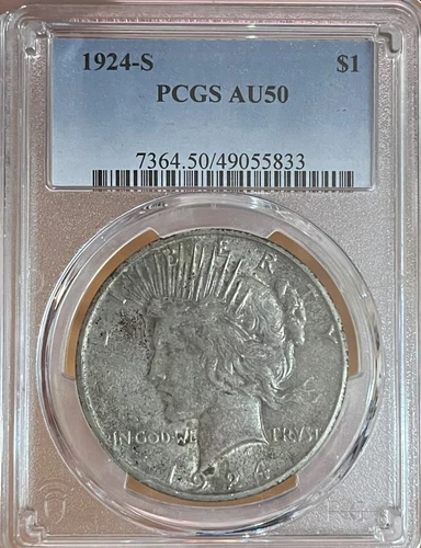 1924-S PCGS AU50 Peace Silver Dollar