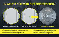 Panzerriegel-Schloss-Attrappe, Einbruchschutz, 3D Sicher-Sticker®, matt, Top!