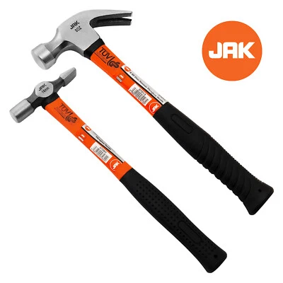 2 X JAK QUALITY 8oz Claw & 4oz Cross Pein Steel Hammer Fibreglass Nail Pin DIY