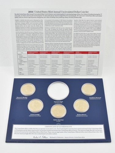 2014 Presidential & Sacagawea US Mint Annual Dollar Set NO ASE (5 coins)