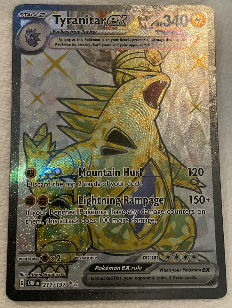 211 197 pokemon card - Tyranitar ex 211/197 - Obsidian Flames - Ultra Rare When Pokemon Tyranitar ex Obsidian Flames UR