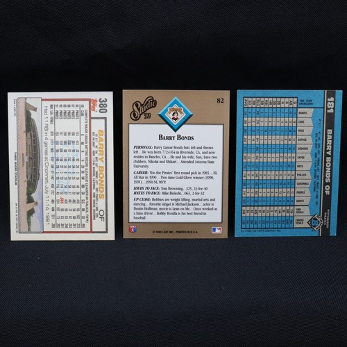 Lotto 14 carte Barry Bonds - 1990 Topps Bowman Studio Leaf Score inserto mazzo superiore - Foto 3 di 11
