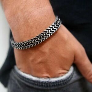 Silver Men's Stainless Steel Chain Link Bracelet Wristband Bangle Jewelry Punk