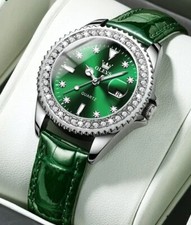 Womens Watch Diamond Dial Luminous Waterproof Luxury Ladies Wrist Watches Green