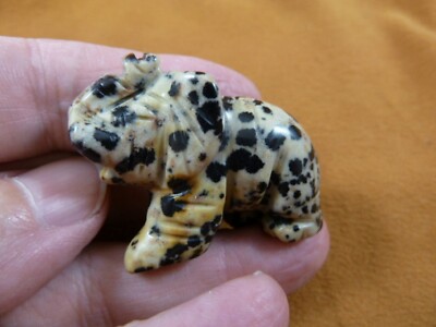 (Y-ELE-ST-589) spotted ELEPHANT gemstone carving TRUNK UP gem statue figurine
