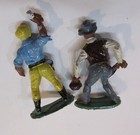 Two Vintage 1970's Hand Painted Cowboys 2" Tall Hard Plastic Western Toy Figure — photo 3