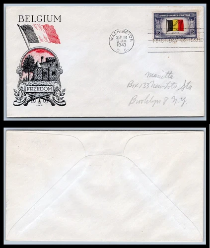 US FDC # 914 5c Overrun Nations Clifford Belgium addressed 1943, 0a1181